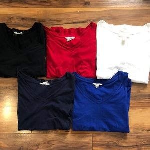 Lot Of 5 Forever 21 Solid V Necks Size Large